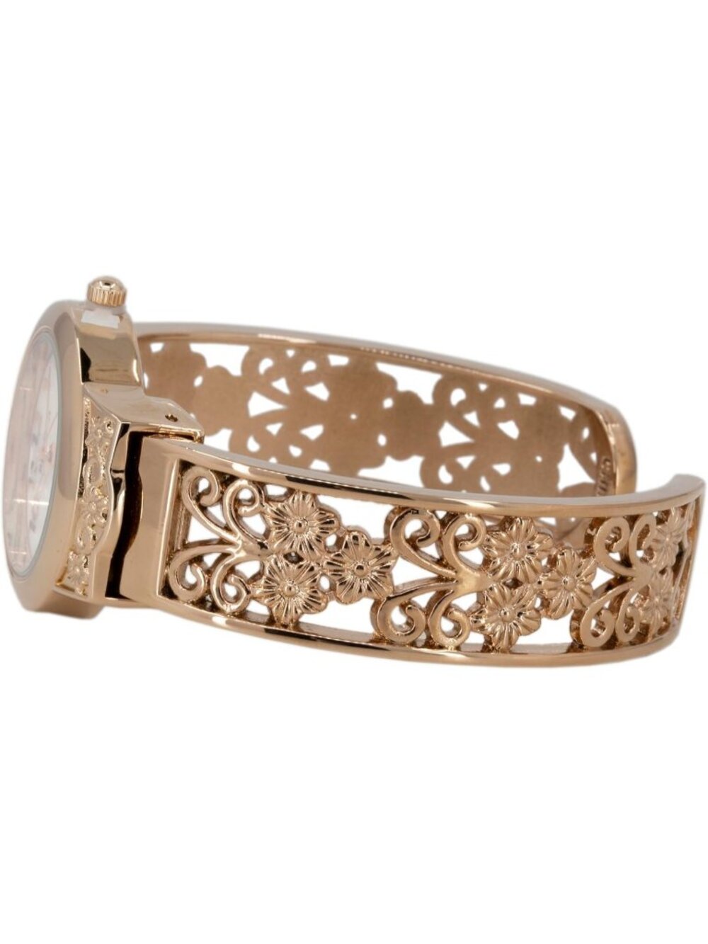 Women's Rose-Gold Japanese Quart 28mm Case Elegantly Designed Cuff Bangle Watch - Picture 3 of 5